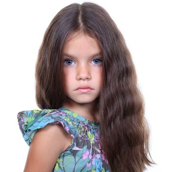 Cute little girl on a white background