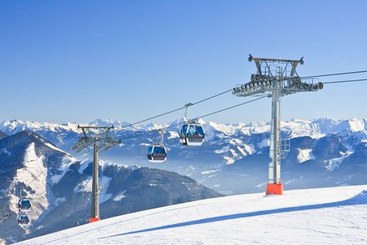 Ski resort Zell am See, Austrian Alps at winter