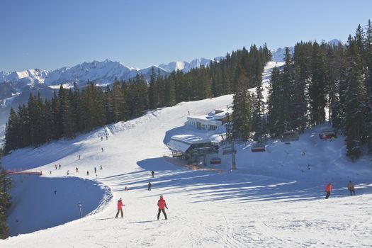 Ski resort Zell am See, Austrian Alps at winter