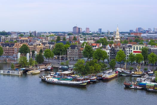 Amsterdam city in sunset light