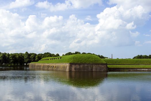 Summer landscape at the medieval fort of Naarden in the Netherlands