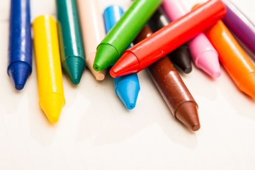 Painting with crayons 

