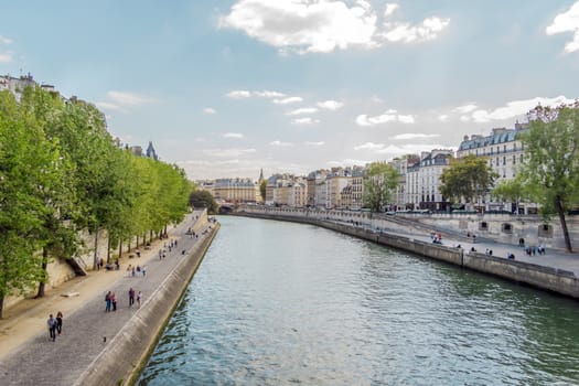 Embankment of the River Seine and the historical architecture in Paris