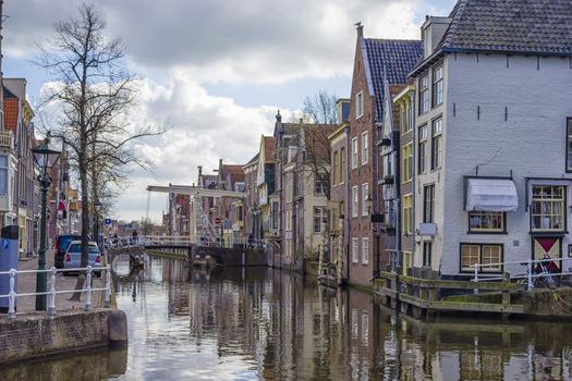 View on a canal in Alkmaar in late autumn