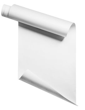 Paper roll on white, isolated with clipping path