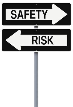 Conceptual one way street signs on safety and risk