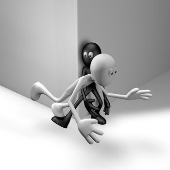 black guy gets white guy to stumble - 3d illustration