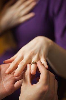 Moved girlfriend being proposed in a classy restaurant