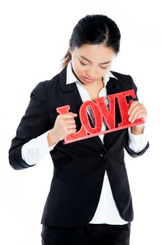 Romantic people in love shot in studio isolated on a white background