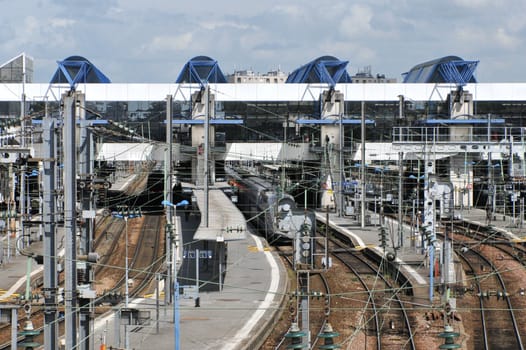 Train Station with many Electrical Cables and Lines