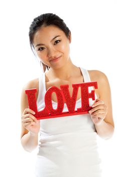 Romantic people in love shot in studio isolated on a white background