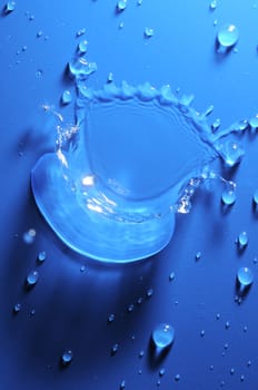 Some Water Drops on a Blue Textured Background