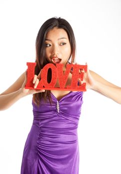 Romantic people in love shot in studio isolated on a white background