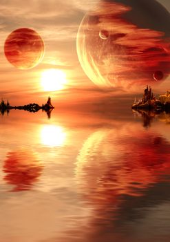 Landscape in fantasy planet