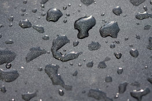 Water drops on metal surface background, shallow dof