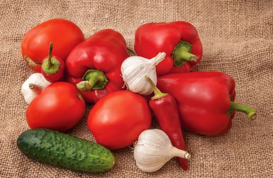 vegetables background chilli, garlic,  paprika, bell pepper, cucumber ,  tomato,