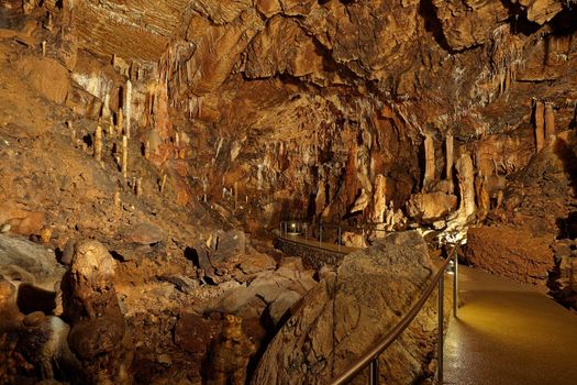 Limestone formations inside a cave