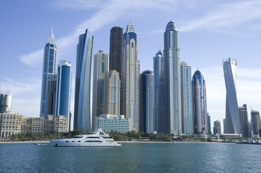 Dubai marina skyline scene during the day