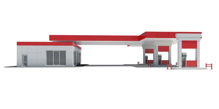 Gas Station. Isolated render on a white background