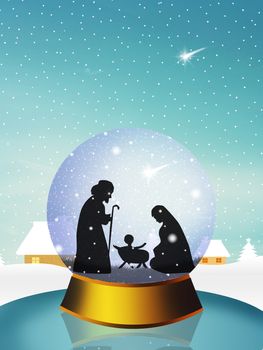 Christmas Nativity Scene in the crystal ball