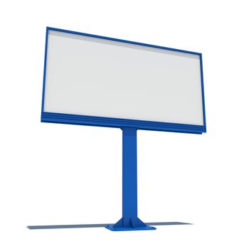 Big blue street billboard. Isolated render on a white background