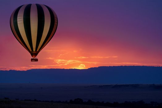 Hot air balloon safari flight in the magnificent setting of the Great Rift Valley in Kenya