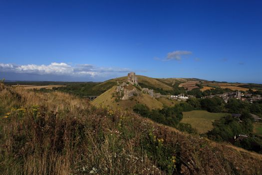 Corfe Castle Ruins in South England Dorset Europe