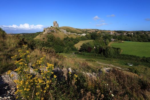 Corfe Castle Ruins in South England Dorset Europe