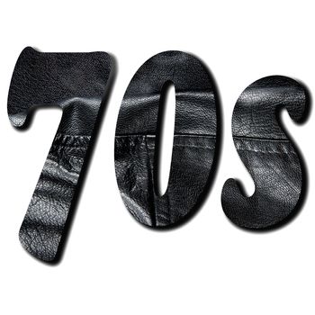 Leather written "70s" isolated over white background