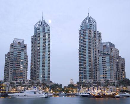 Dubai marina skyline scene during the day