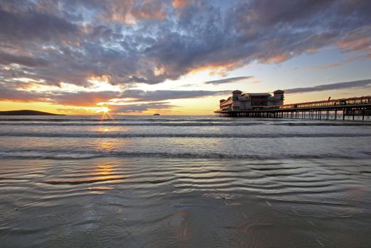 Somerset, England, Weton Super Mare at sunset