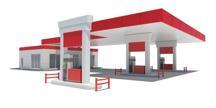 Gas Station. Isolated render on a white background