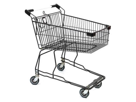 A shopping trolley isolated against a white background