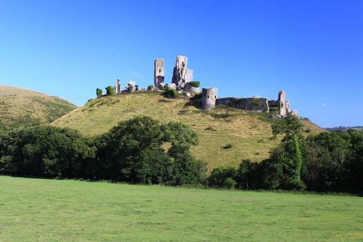 Corfe Castle Ruins in South England Dorset Europe