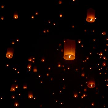 Floating lantern, Yi Peng Balloon Festival in Chiangmai Thailand 