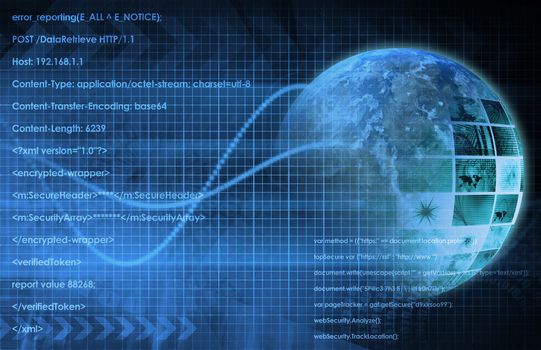 Internet Background with Code and Technology World