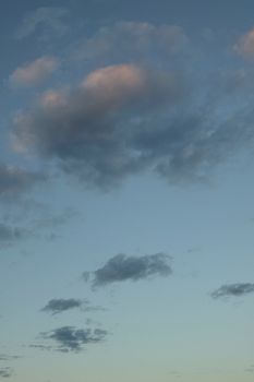 A blue cloudy sky photographed at sunset