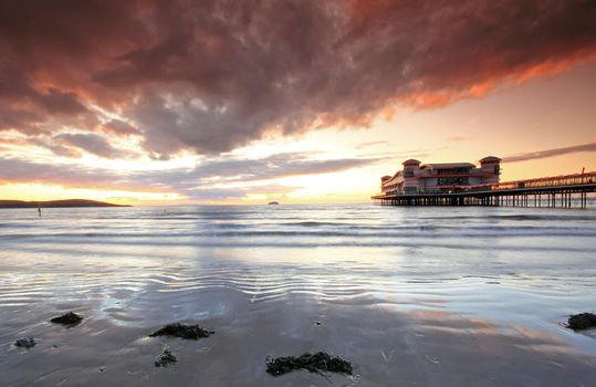 Somerset, England, Weton Super Mare at sunset