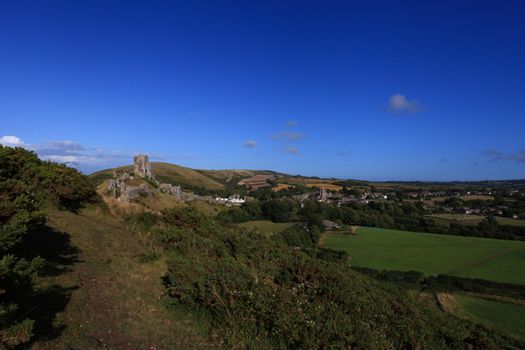 Corfe Castle Ruins in South England Dorset Europe