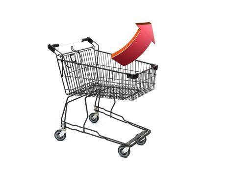 A shopping trolley isolated against a white background