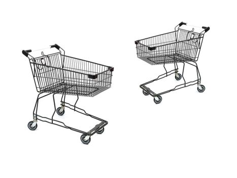 A shopping trolley isolated against a white background