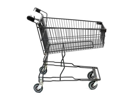 A shopping trolley isolated against a white background