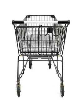 A shopping trolley isolated against a white background