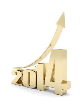 happy new year 2014 Illustrations 3d on a white background