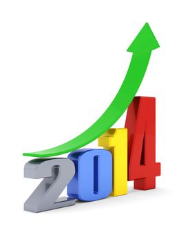 happy new year 2014 Illustrations 3d on a white background