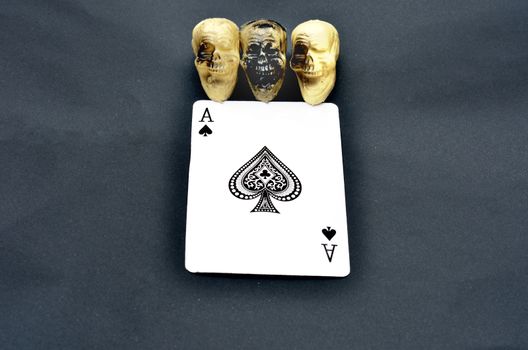 Three Skulls with Ace of Spades