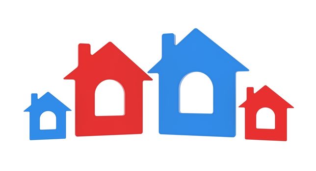 Four house icon. Isolated render on a white background