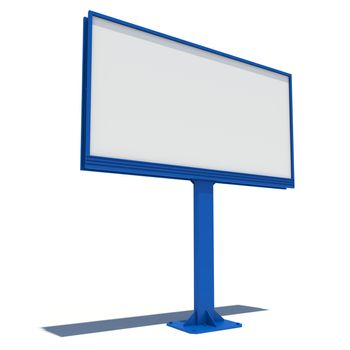 Big blue street billboard. Isolated render on a white background