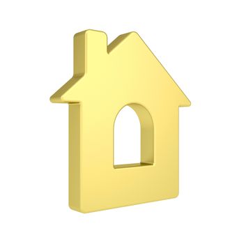 Gold house icon. Isolated render on a white background