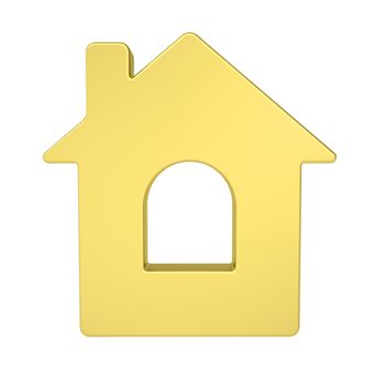 Gold house icon. Isolated render on a white background